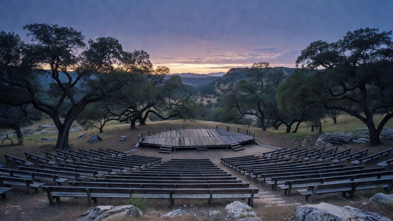 Outdoor gathering under Hill Country oaks